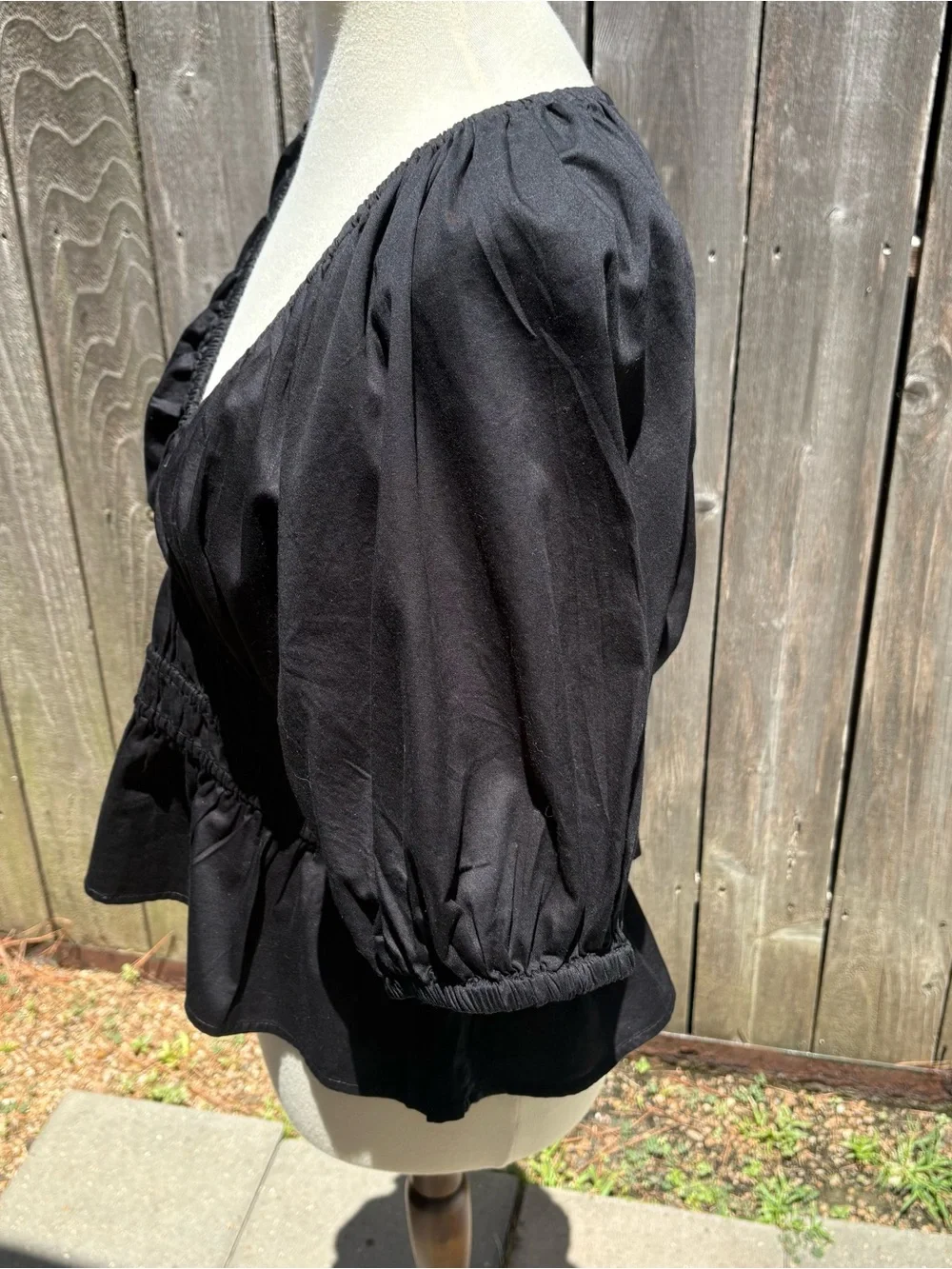 Old Navy Black Peasant-Style Puff Sleeve Blouse